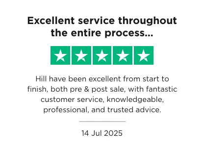 A positive truspilot review of Hill referencing an excellent customer service both pre and post sale