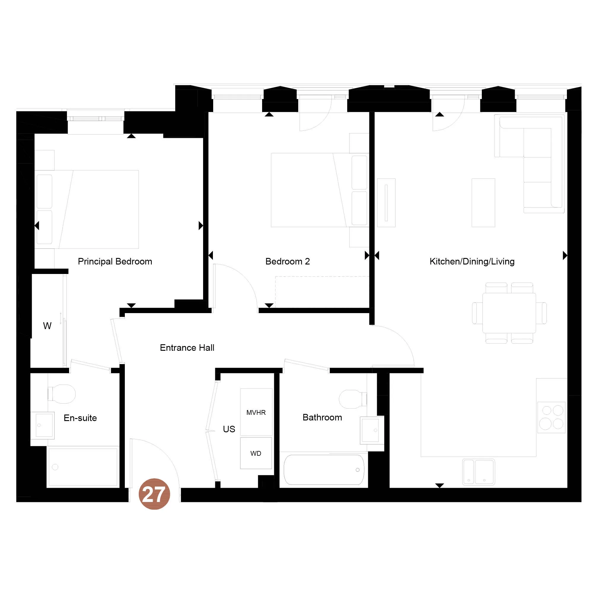 Clifton Collection, Legacy Apartments, Number 27- Floorplan