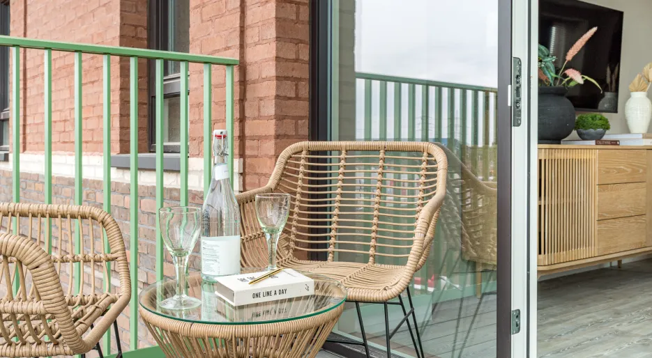 Close up balcony facing inwards landscape