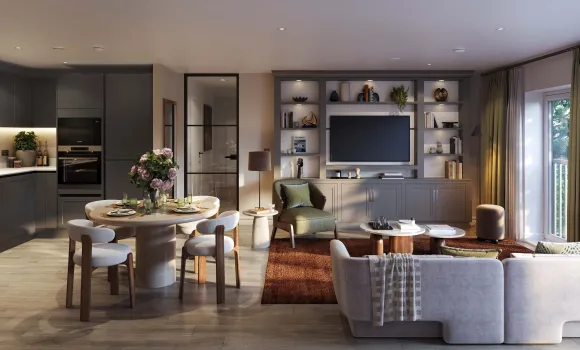 The Clifton Collection,  Regency Mews Kitchen, Dining, Living CGI